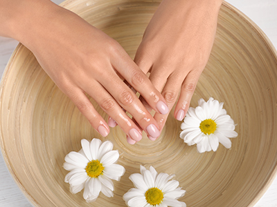 Spa manicure. Hand and nail beauty care